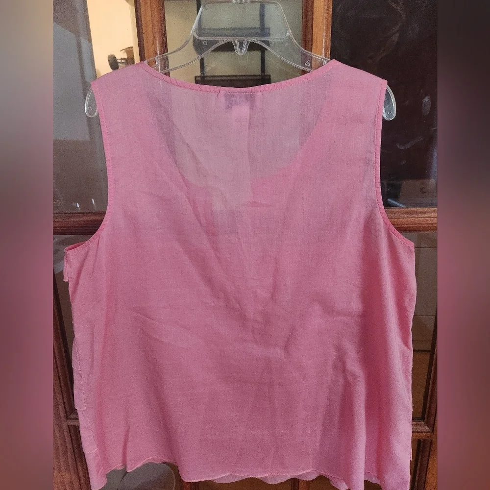 LOFT Pink Ruffled Tank Blouse - Picture 2 of 4
